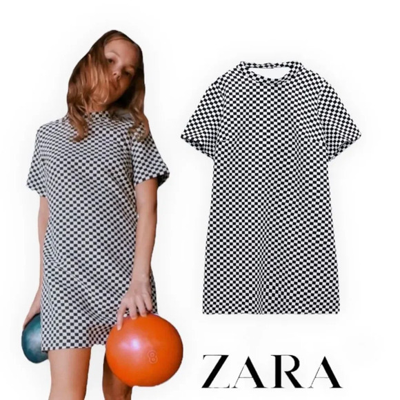 ZARA | Black and White | Check Short Dress - Picture 1 of 9